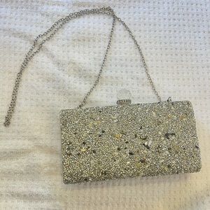 Silver Prom Clutch with silver and clear stones
